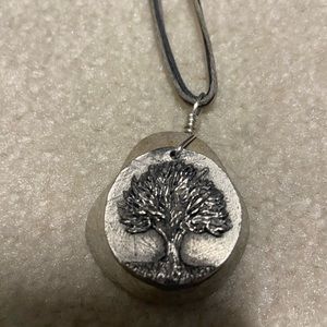 Necklace with metal tree charm